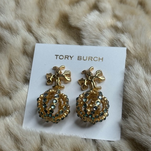 Tory Burch Gold Earrings with Turquoise Details - Picture 1 of 4